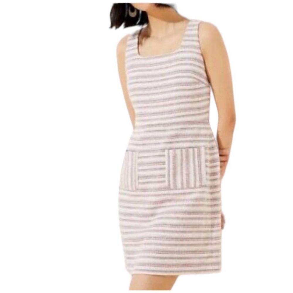 LOFT Striped Sleeveless Shift Dress 10P
